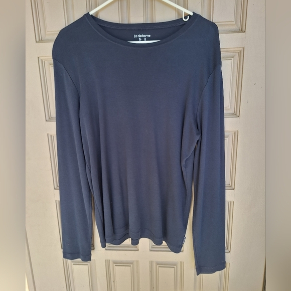 Liz Claiborne Tee Plus SzXL Long Sleeve Dk Blue Knit Great for Layering - Picture 1 of 9